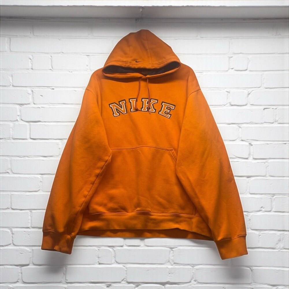 Vintage Y2K Nike Embroidered Hoodie Pullover Orange Spell-out Size XL